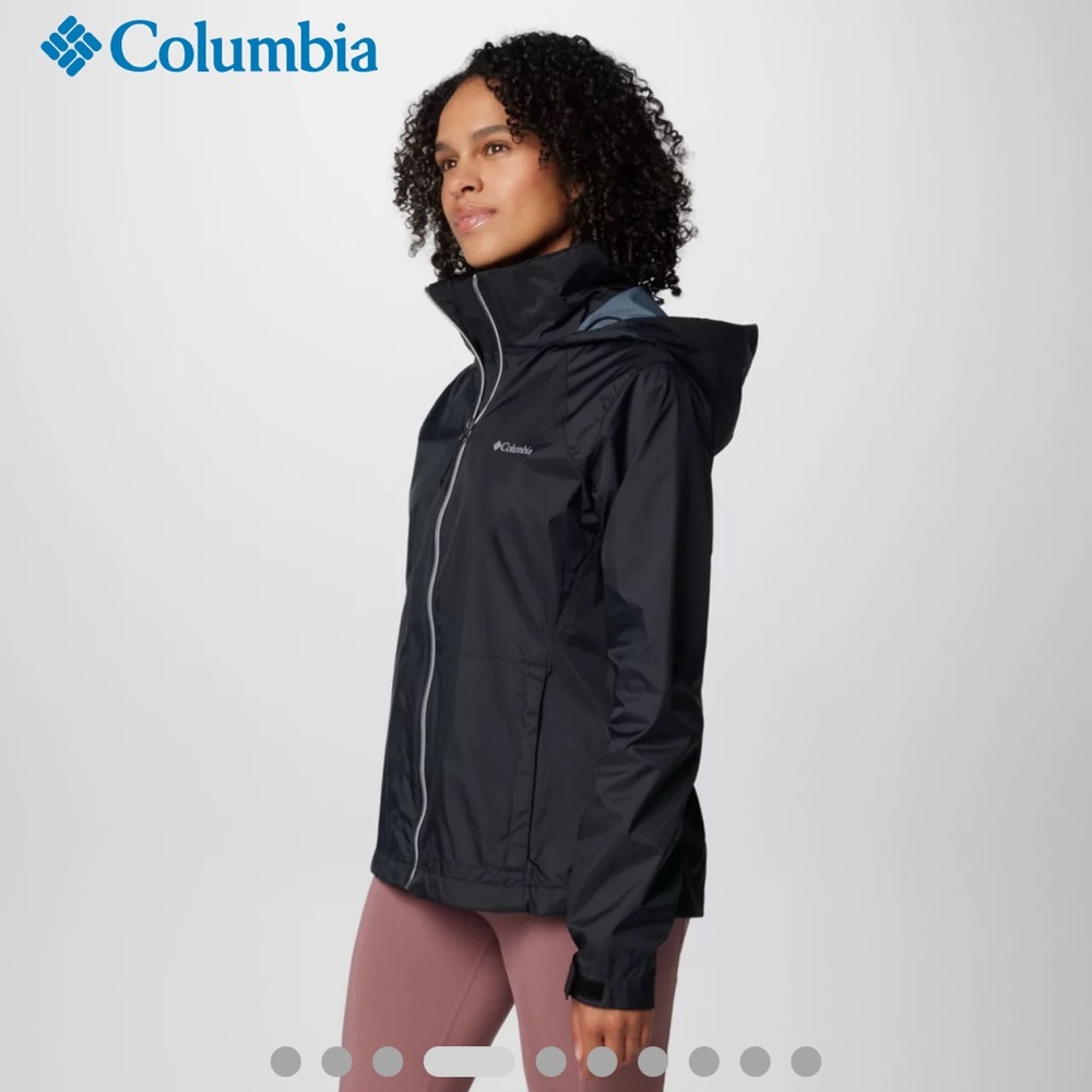 Columbia Women’s Black Switchback II Lined Rain Repellent Jacket - Small